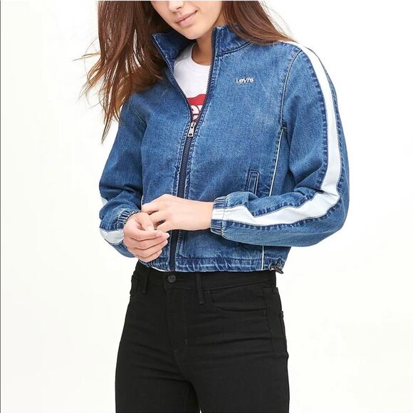 Levi's Women Denim Coaches Track Jacket Large BRAND NEW WITH TAGS - Picture 1 of 7